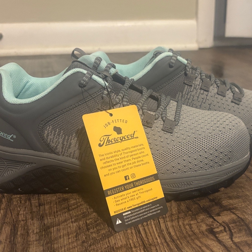 Stylish Gray and Teal Women's composite shoe for work or other occasions
